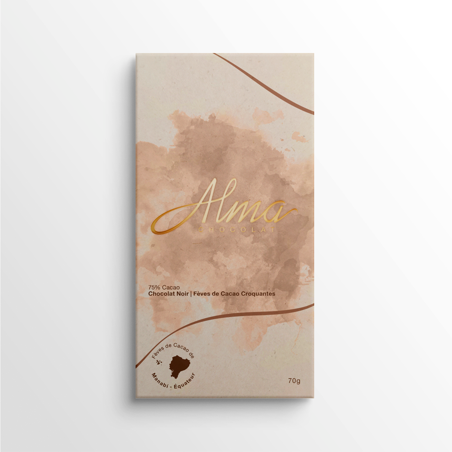 Tablette de chocolat noir équatorien aux fèves de cacao croquantes – Alma Chocolat
